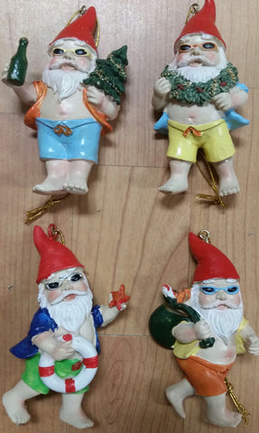 Beach Gnomes Set of 4 Christmas Ornament