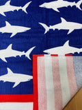 Shark USA Flag RWB Velour Beach Towel