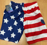 USA Flag RWB Striped 3 Pockets Men’s Swim Shorts Swimsuit