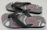 Lia Women’s Groovy Flower Gray Flip Flops Sandals
