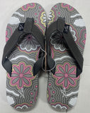 Lia Women’s Groovy Flower Gray Flip Flops Sandals