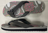 Lia Women’s Groovy Flower Gray Flip Flops Sandals