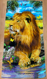 Lion with Butterflies Beach Towel