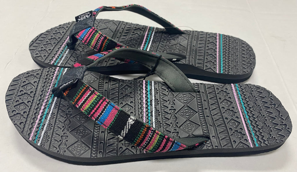 Air Balance Women s Aztec Dark Gray Hippie Flip Flops Sandals 28th Street Beach Variety