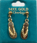 Flip Flops Gold Overlay Hanging Stud Earrings