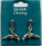 Dolphin Silver Overlay Stud Hanging Earrings