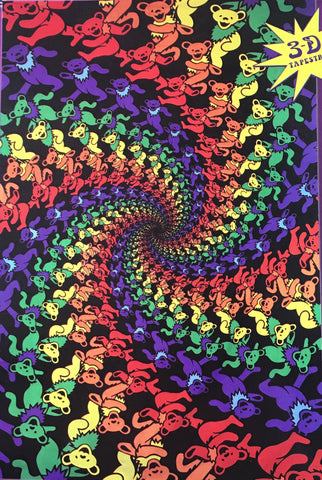 Grateful Dead 3D Spiral Bears Tapestry