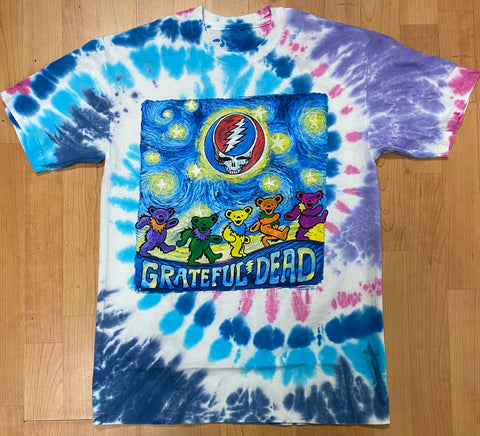 Grateful Dead Starry Night Dancing Bears Tie Dye Men's Shirt